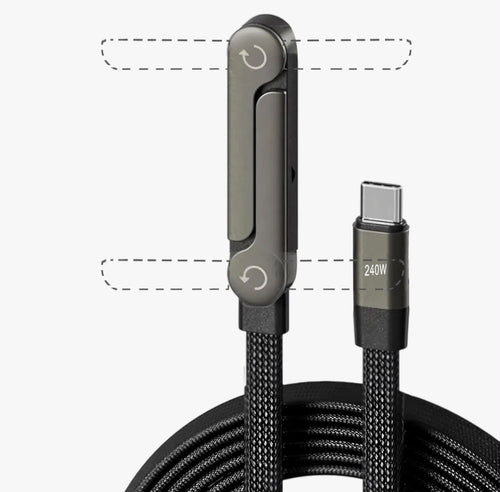 240W Type-C to Type-C Fast Charging Cable with 360° Foldable Desktop Stand