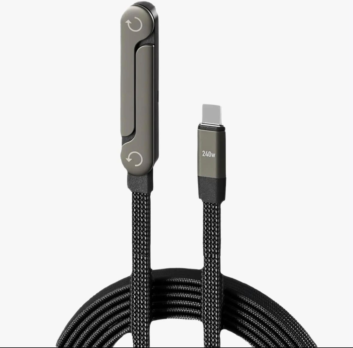 240W Type-C to Type-C Fast Charging Cable with 360° Foldable Desktop Stand